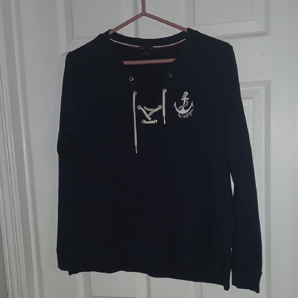 Tommy Hilfiger Dark Sweatshirt with Anchor Embroidery